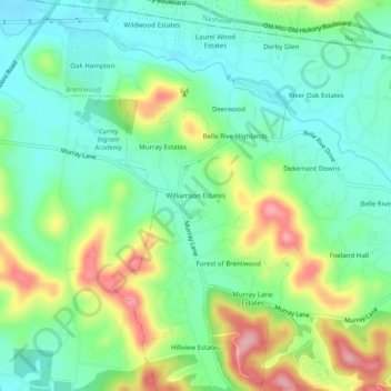 Carte topographique Williamson Estates, altitude, relief