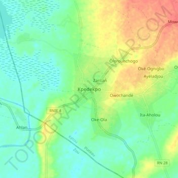 Carte topographique Kpedekpo, altitude, relief