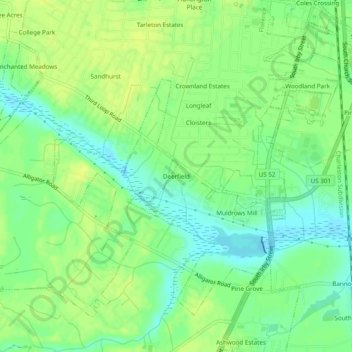 Carte topographique Deerfield, altitude, relief