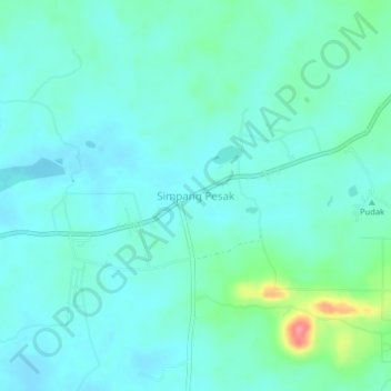 Carte topographique Simpang Pesak, altitude, relief