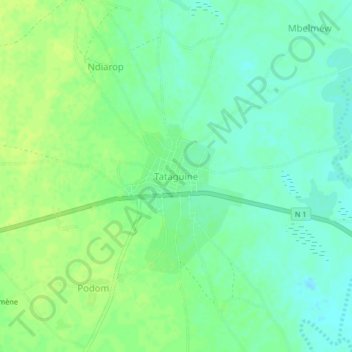 Carte topographique Tataguine, altitude, relief