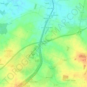 Carte topographique Grolleau, altitude, relief