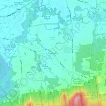 Carte topographique East Hadley, altitude, relief