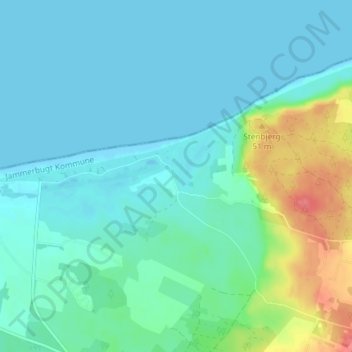 Carte topographique Grønnestrand, altitude, relief