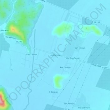 Carte topographique Los Huertos, altitude, relief