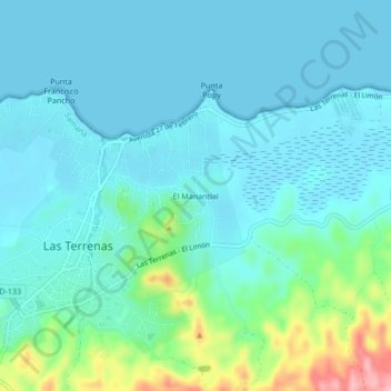 Carte topographique El Manantial, altitude, relief