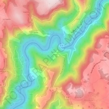 Carte topographique Canines, altitude, relief