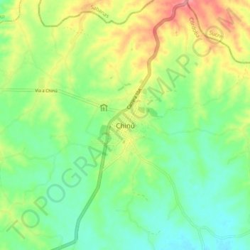 Carte topographique Chinú, altitude, relief