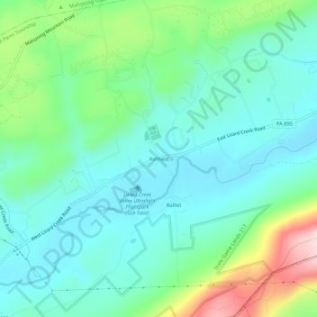 Carte topographique Ashfield, altitude, relief