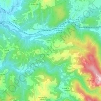 Carte topographique Ceserano, altitude, relief