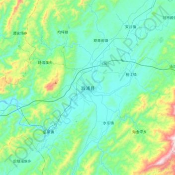 Carte topographique 溆浦县, altitude, relief