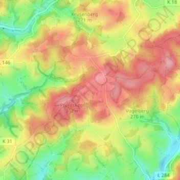 Carte topographique Ommerborn, altitude, relief