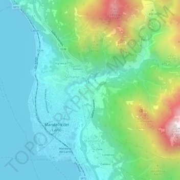 Carte topographique Rongio, altitude, relief