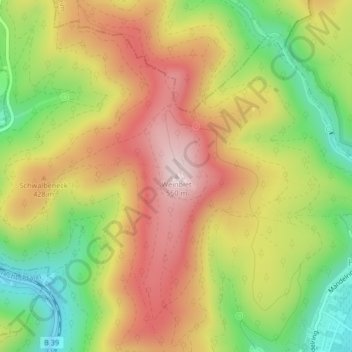 Carte topographique Weinbiet, altitude, relief
