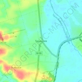 Carte topographique Tarakaniv, altitude, relief