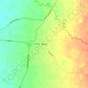 Carte topographique Rozo, altitude, relief