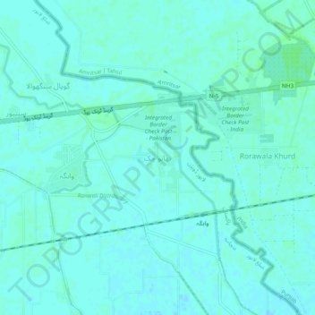 Carte topographique Bhanu Chak, altitude, relief