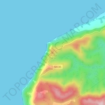 Carte topographique Parinui, altitude, relief