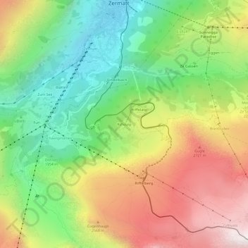 Carte topographique Riffelalp, altitude, relief