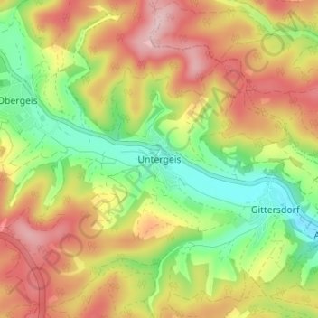 Carte topographique Untergeis, altitude, relief