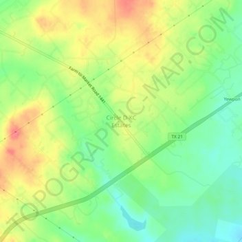 Carte topographique Circle D-KC Estates, altitude, relief