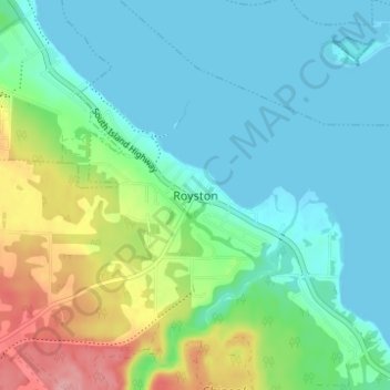 Carte topographique Royston, altitude, relief