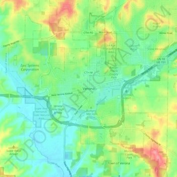 Carte topographique Verona, altitude, relief