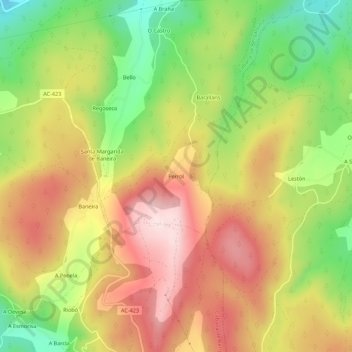 Carte topographique Perrol, altitude, relief