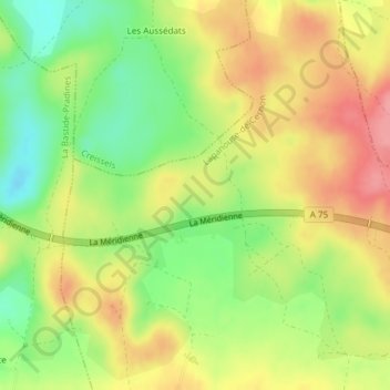 Carte topographique Arrabis, altitude, relief