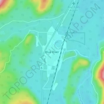 Carte topographique Blue River, altitude, relief