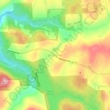 Carte topographique Spring Brook, altitude, relief