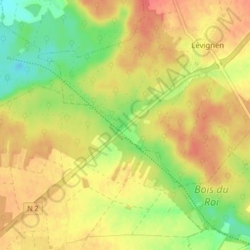 Carte topographique Boissy-Lévignen, altitude, relief