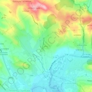 Carte topographique Véries, altitude, relief