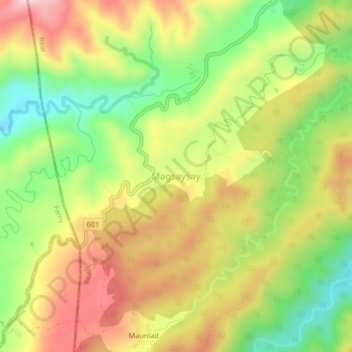 Carte topographique Magsaysay, altitude, relief