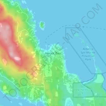 Carte topographique Heriot Bay, altitude, relief