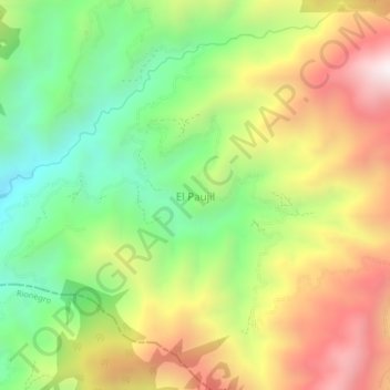 Carte topographique El Paujil, altitude, relief