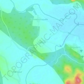 Carte topographique Kothur, altitude, relief