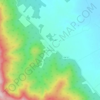 Carte topographique Guerbes, altitude, relief