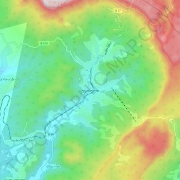 Carte topographique Tkibuli, altitude, relief