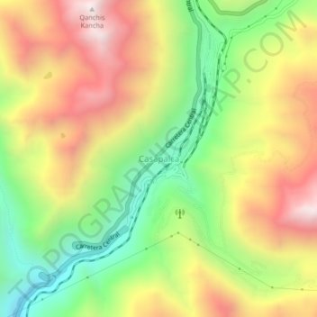 Carte topographique Casapalca, altitude, relief