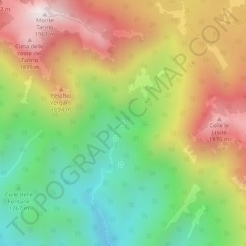 Carte topographique Sorgenti dell'Aniene, altitude, relief