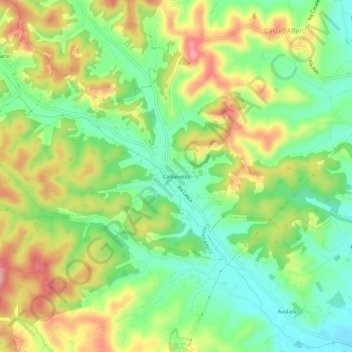 Carte topographique Callianetto, altitude, relief