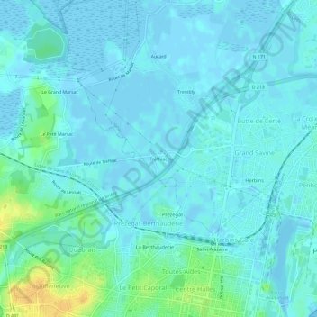 Carte topographique Trefféac, altitude, relief
