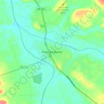 Carte topographique Pimenta Bueno, altitude, relief