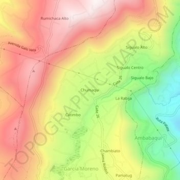 Carte topographique Chumaqui, altitude, relief