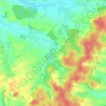 Carte topographique Weichenberg, altitude, relief