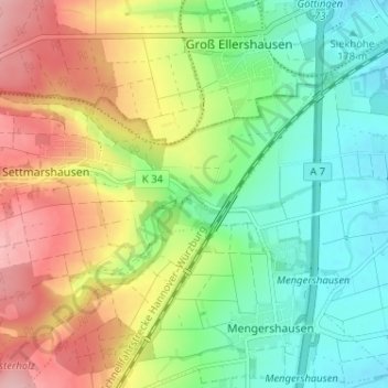 Carte topographique Olenhusen, altitude, relief