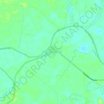 Carte topographique Puerto Nariño, altitude, relief