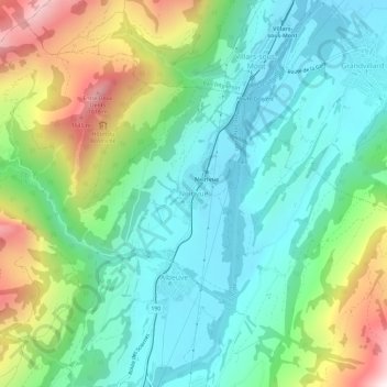 Carte topographique Neirivue, altitude, relief
