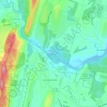 Carte topographique Spoonville, altitude, relief